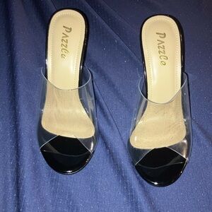 Pixi Black Heels Patent Leather Slip-On